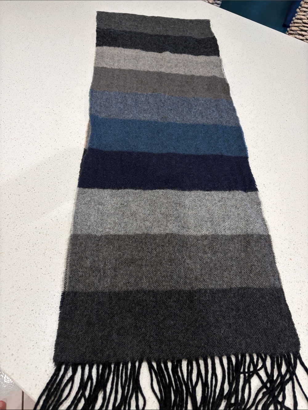Bloomingdale's Men's Striped Cashmere Scarf in Blue, Navy & Gray